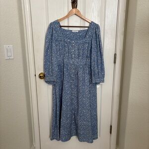Doen Minta Dress in Blue Garden Bloom Fabric Size XL
